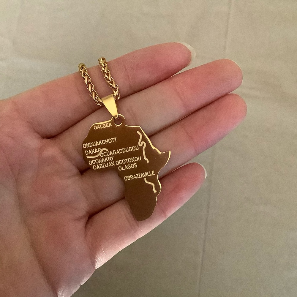 New 18k gold map necklace